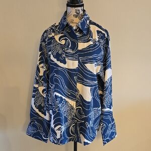 Blouse Oversized Blue Fish Print Fabulous Fit And Feel. Top Quality. Brand NEW